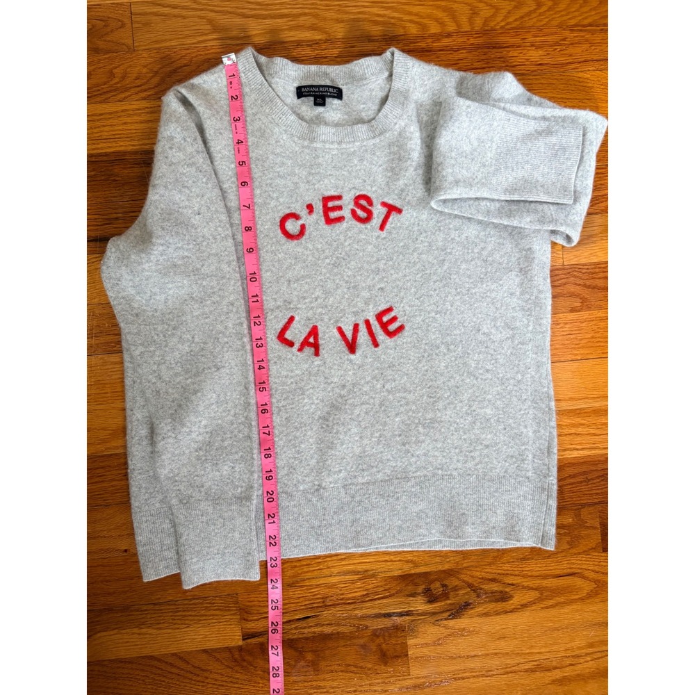 Banana Republic C'est La Vie Gray Italian Merino Wool Blend Lux Sweater Women XL - Picture 5 of 5